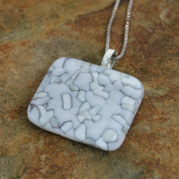 Jewelry - Gray and White Glass Pendant